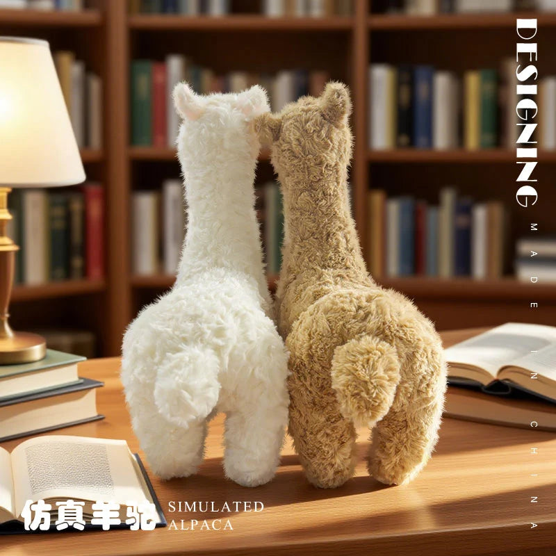 White Alpaca Plush Toy with Pink Ears