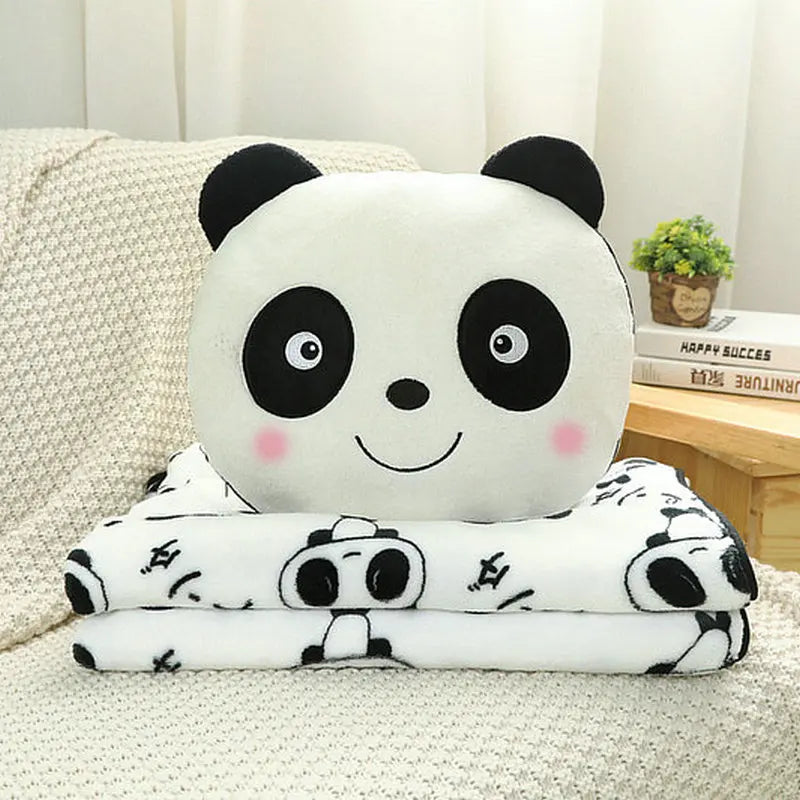 2-in-1 Cute Panda Plush Blanket Pillow