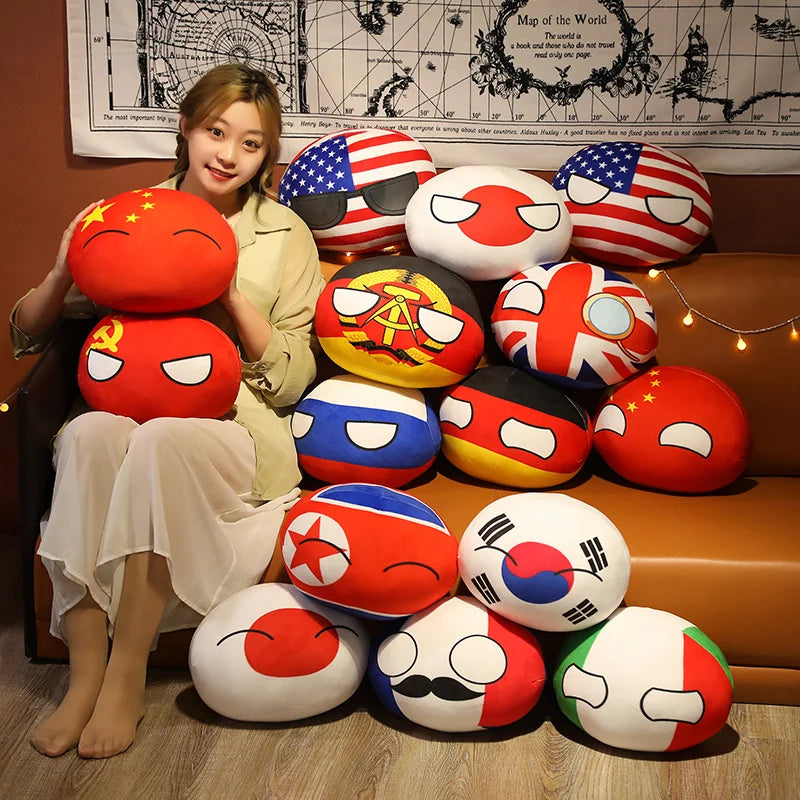 Soft Round Countryball Flag Plush Toy