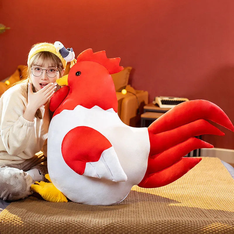 Oversized Yellow and Orange Rooster Plush Toy