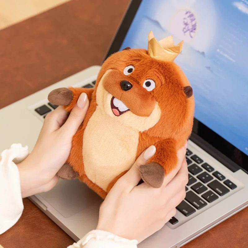 Cartoon Beaver Plush Pair with Crown