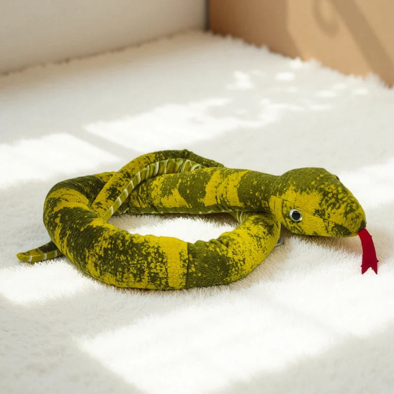 Assorted Realistic Plush Snake Toy with Forked Tongue