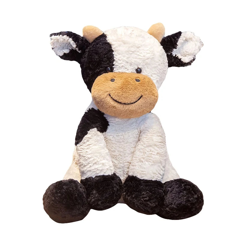 Adorable Smiling Black and White Cow Plush