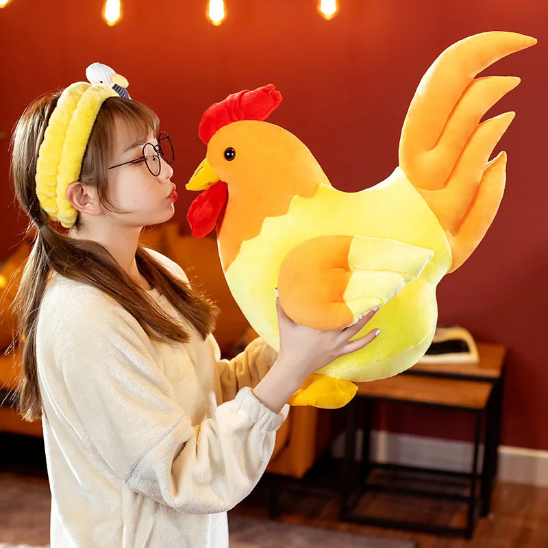 Oversized Yellow and Orange Rooster Plush Toy