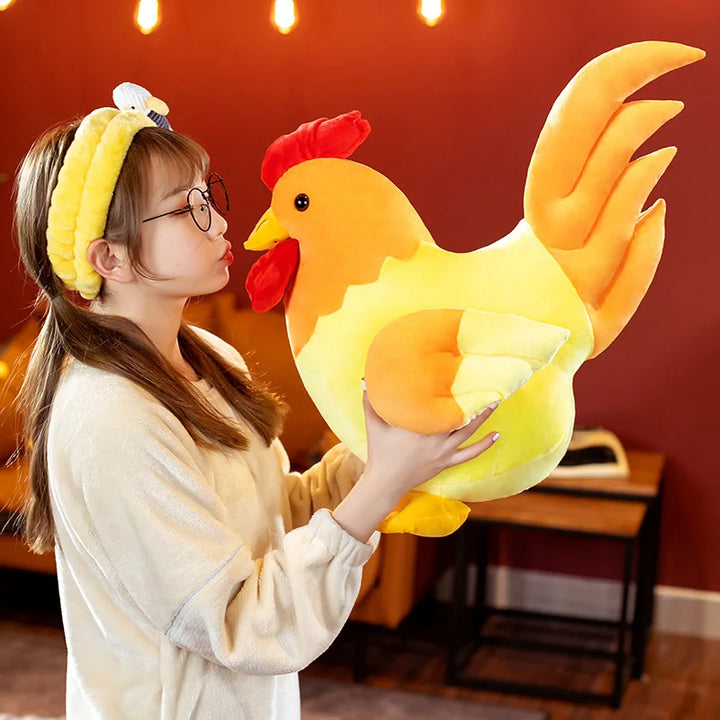 Oversized Yellow and Orange Rooster Plush Toy