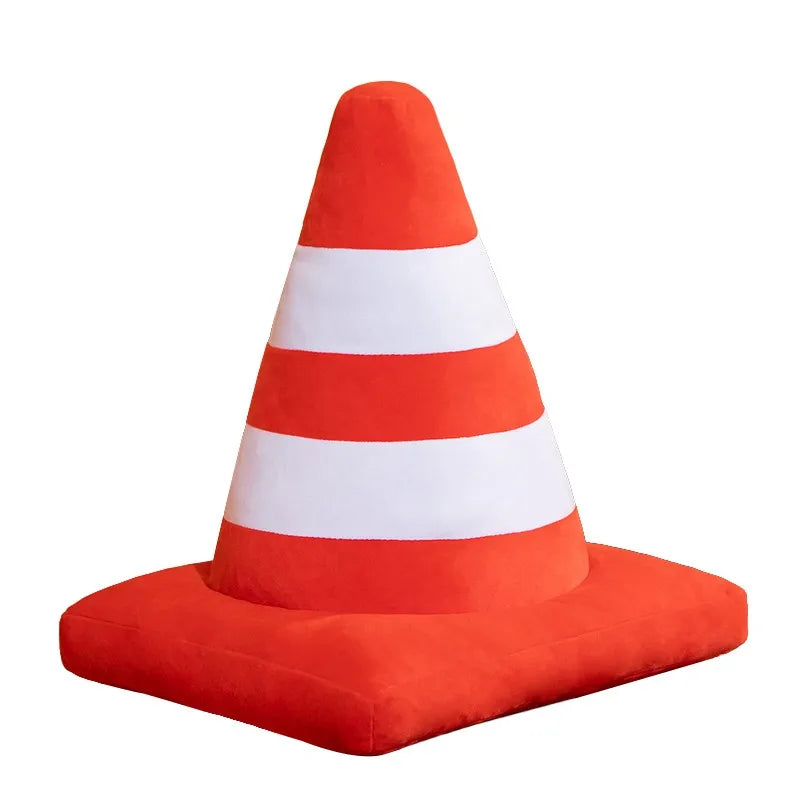 Fun Orange and White Traffic Cone Plush Pillow