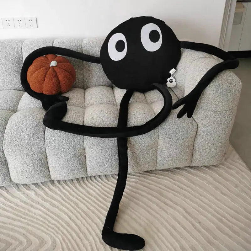 Big-Eyed Black Plush Toy with Long Limbs