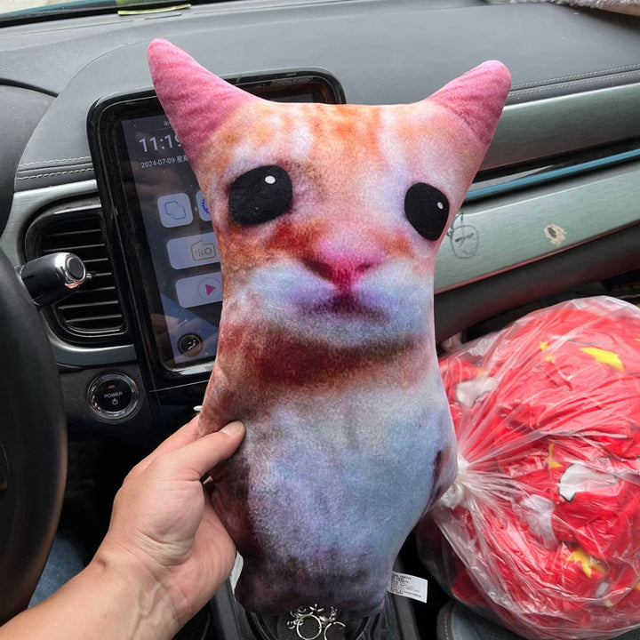 Funny Distorted Cat Face Plush Pillow