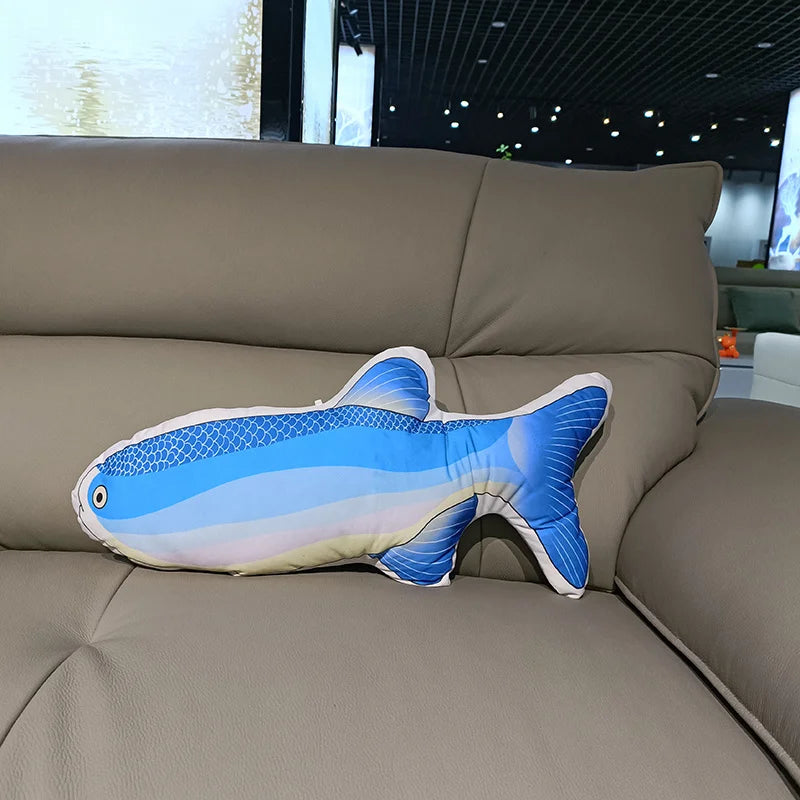 Soft Plush Fish Pillow with Colorful Marine Design