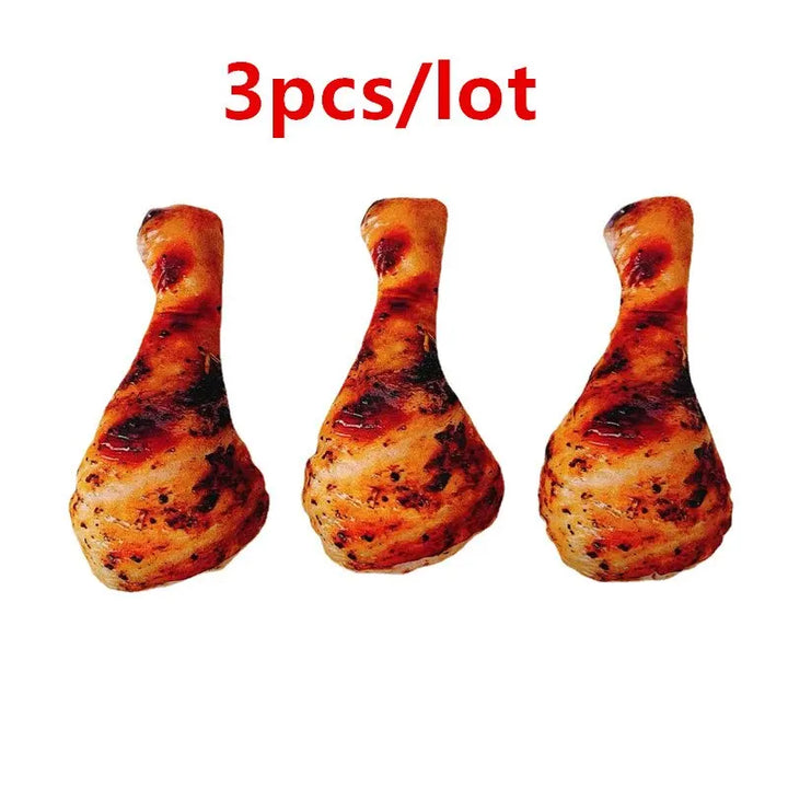 3-Pack Realistic Roasted Chicken Drumstick Plush Toy