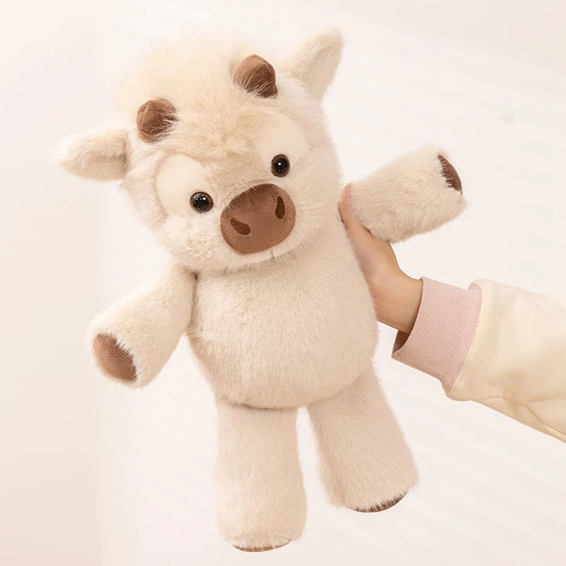 Adorable Cream Fluffy Calf Plush