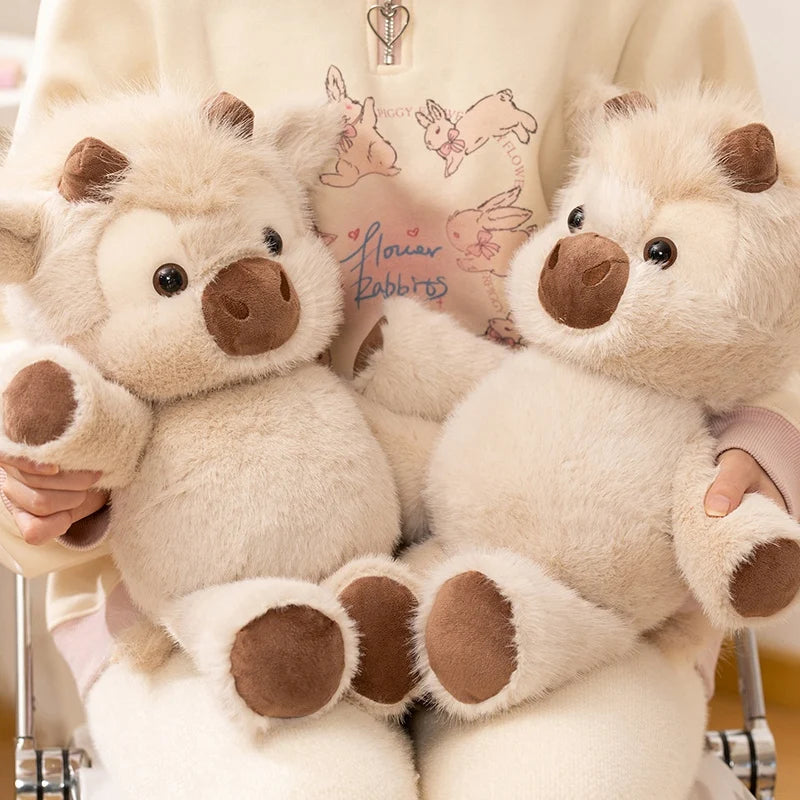 Adorable Cream Fluffy Calf Plush