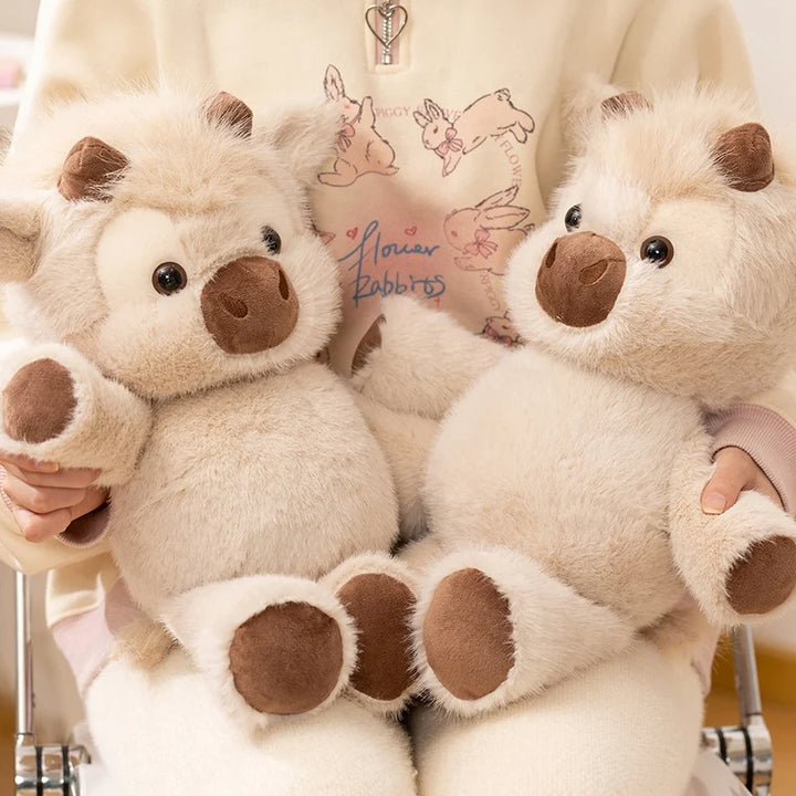 Adorable Cream Fluffy Calf Plush