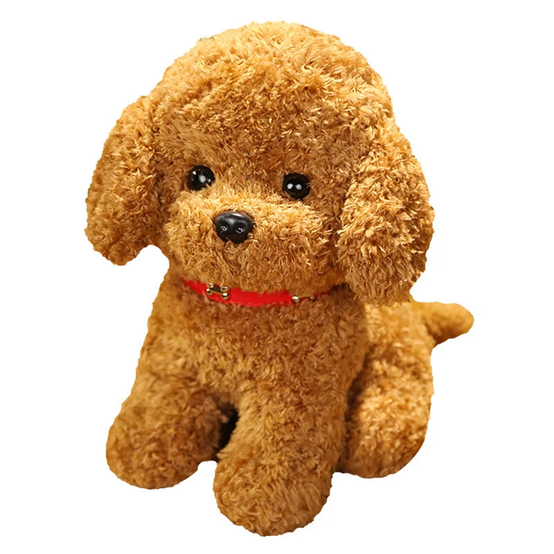 Adorable Curly Poodle Plush with Bell Collar