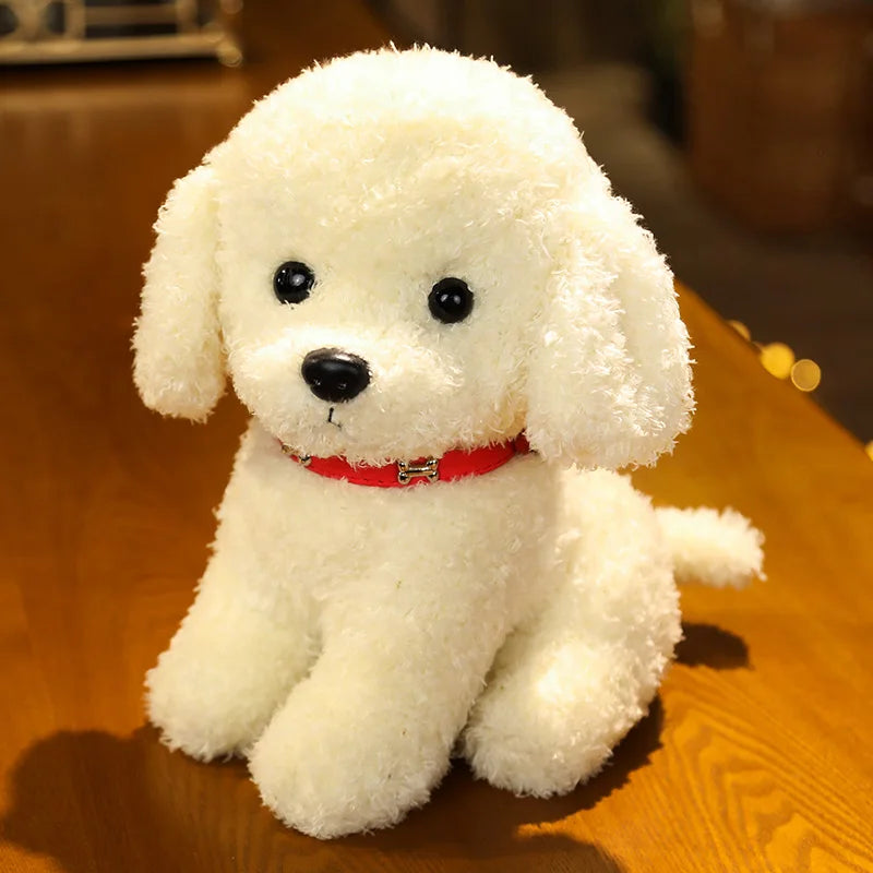Adorable Curly Poodle Plush with Bell Collar