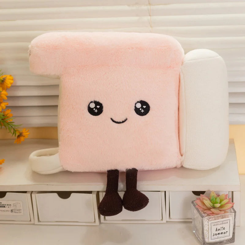 Adorable Brown Toast Plush with Sleepy Face