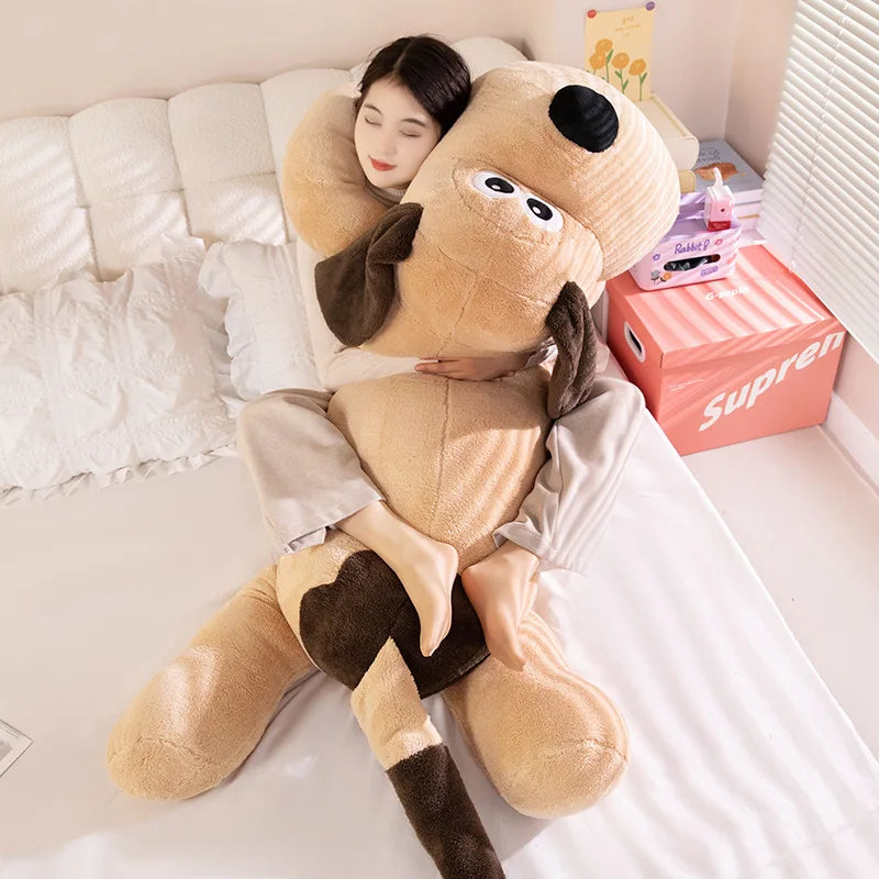 Cartoon Tan Long Plush Dog Pillow
