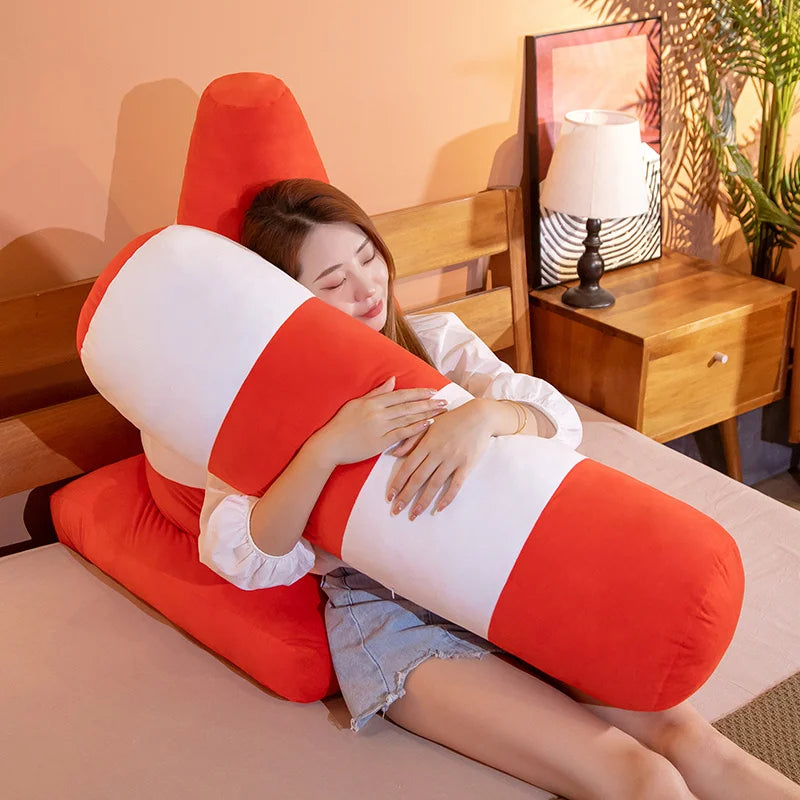 Fun Orange and White Traffic Cone Plush Pillow