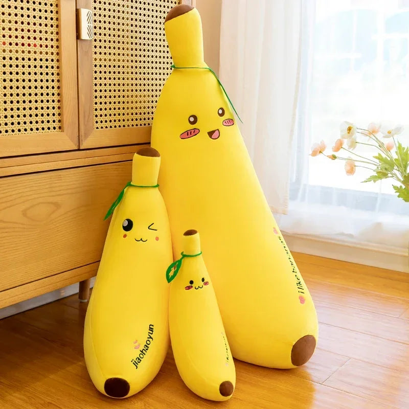 Bright Yellow Kawaii Banana Cuddle Pillow