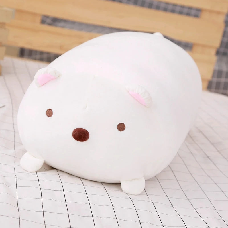 Chubby Calico Cat Plush Pillow with Smiling Face