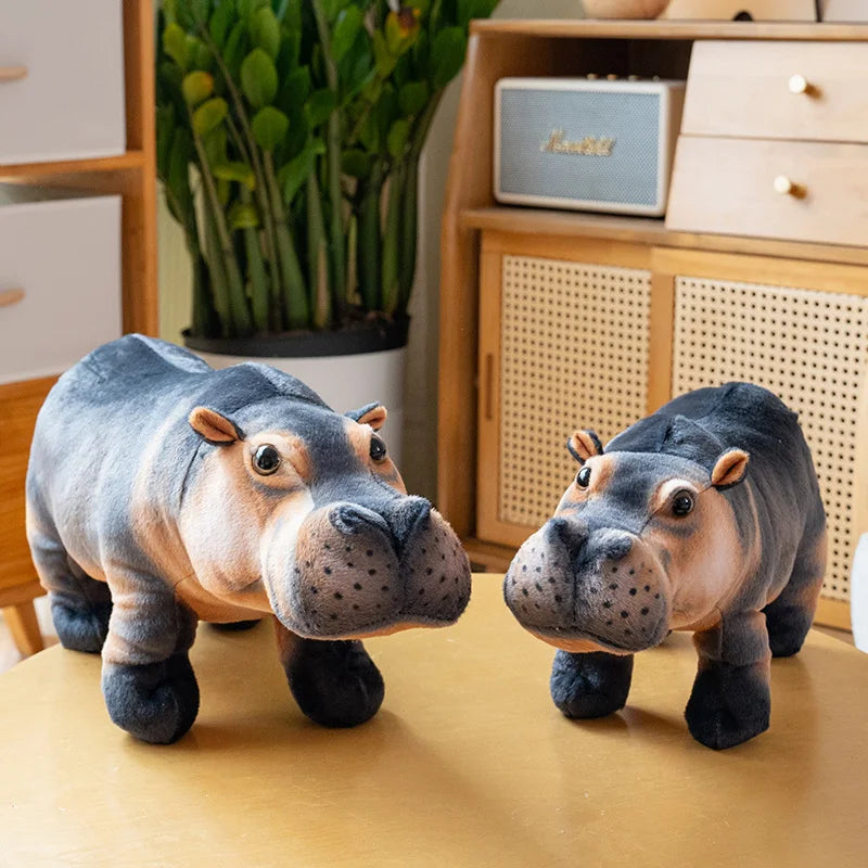 Realistic Grey and Tan Hippopotamus Plush Toy