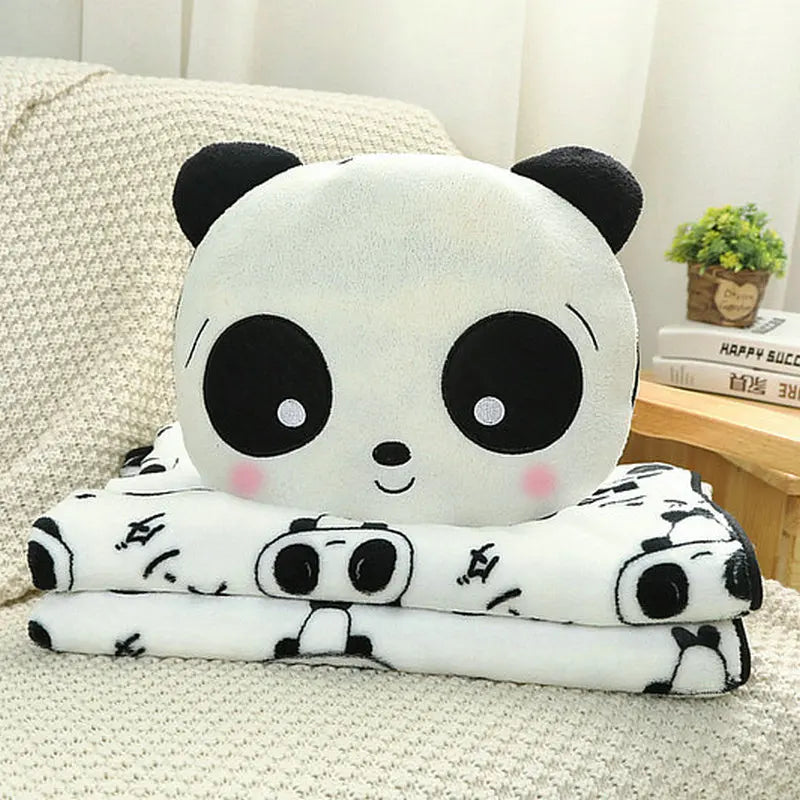 2-in-1 Cute Panda Plush Blanket Pillow