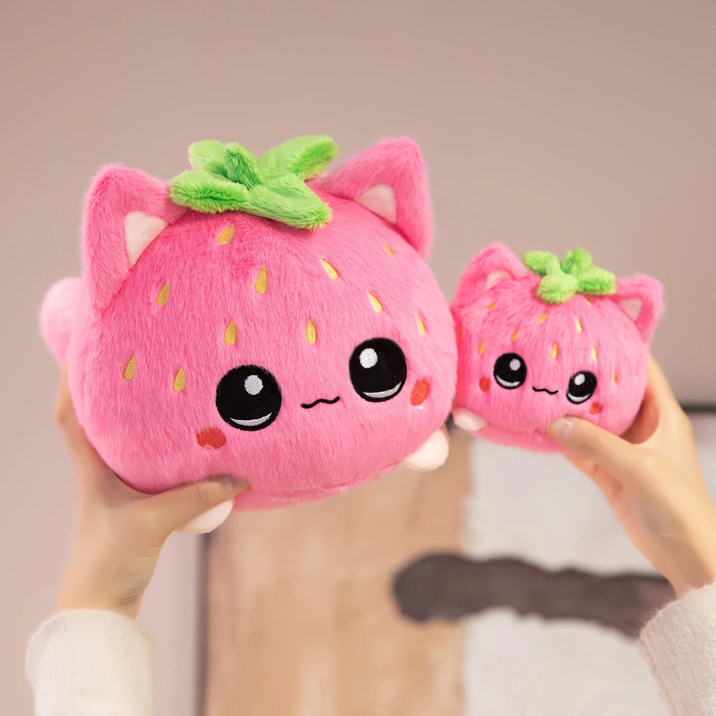 Kawaii Pink Strawberry Cat Plush Toy