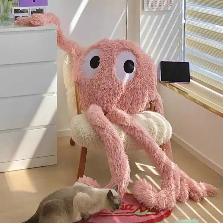 Big-Eyed Black Plush Toy with Long Limbs