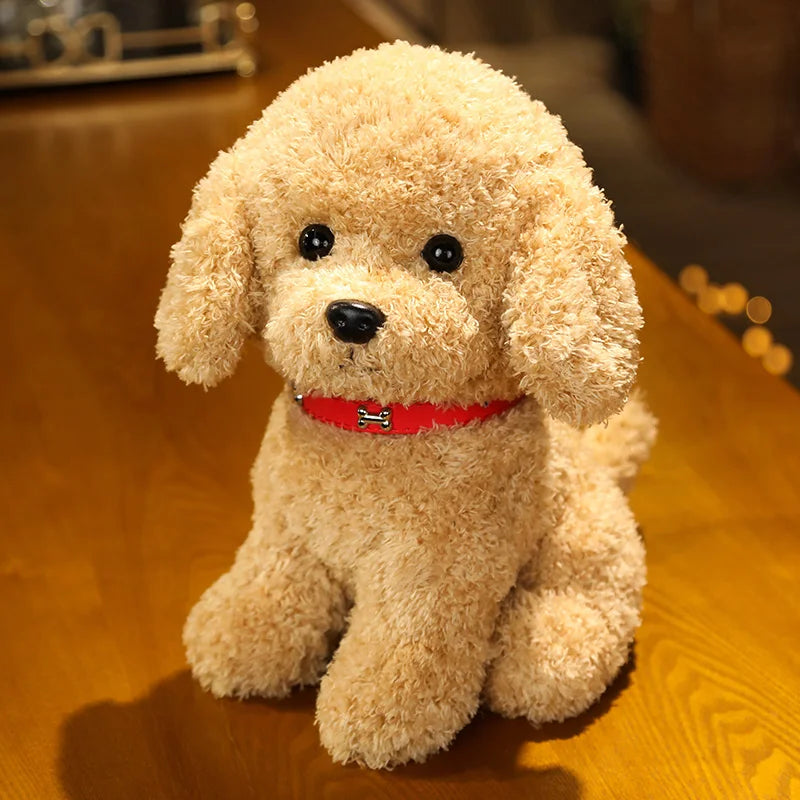Adorable Curly Poodle Plush with Bell Collar