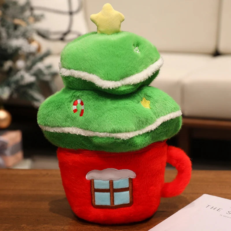 Adorable Christmas Tree Plush with Santa Hat