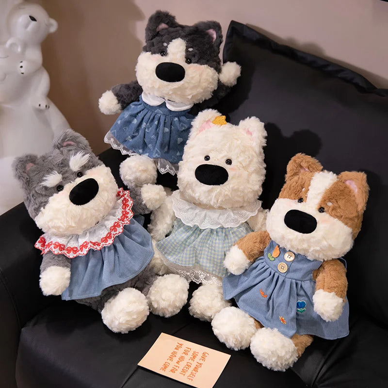 Adorable White Bear Plush in Gingham with Star