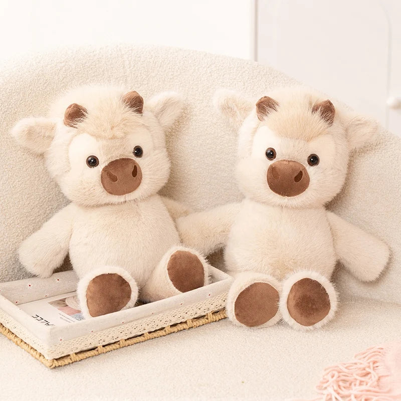 Adorable Cream Fluffy Calf Plush