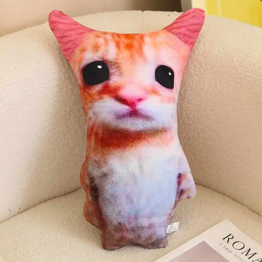 Funny Distorted Cat Face Plush Pillow