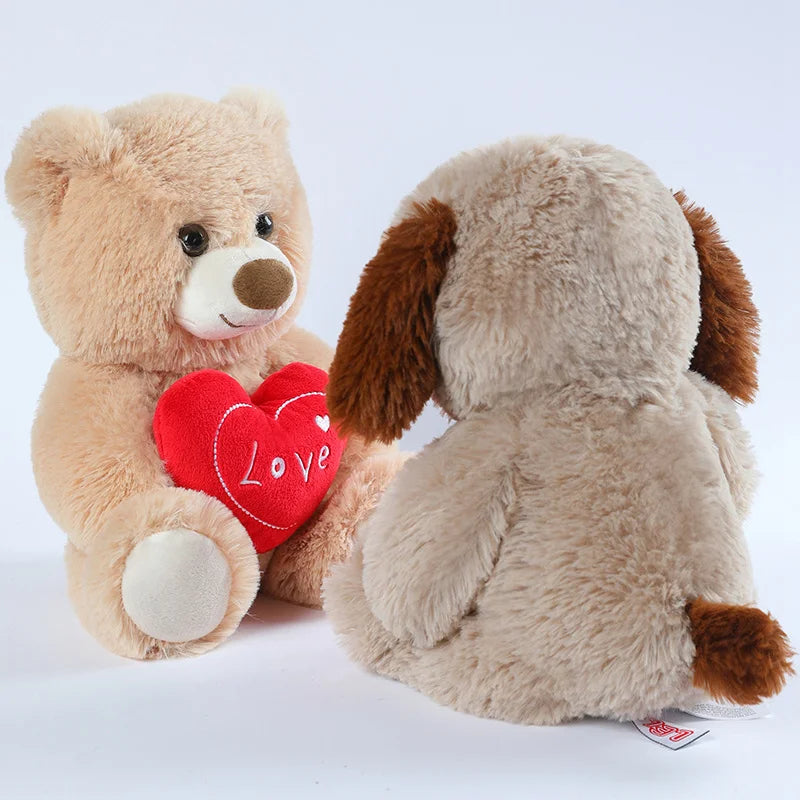 Soft Tan Plush Teddy Bear with Red 'Love' Heart