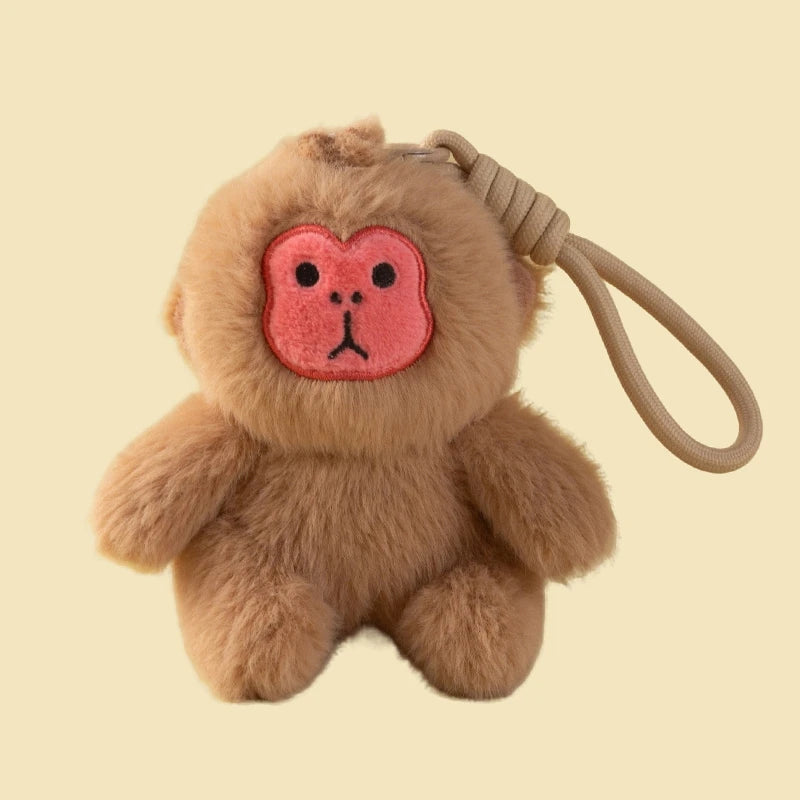 Cute Black Gibbon Plush Keychain