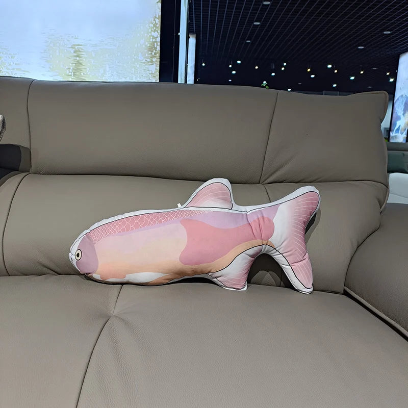 Soft Plush Fish Pillow with Colorful Marine Design