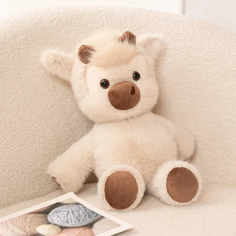 Adorable Cream Fluffy Calf Plush