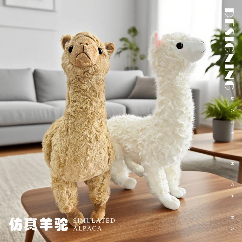 White Alpaca Plush Toy with Pink Ears