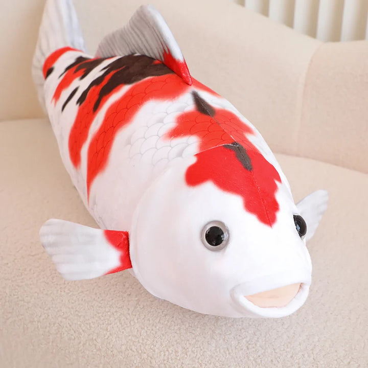 Lifelike Red and White Koi Fish Plush Toy