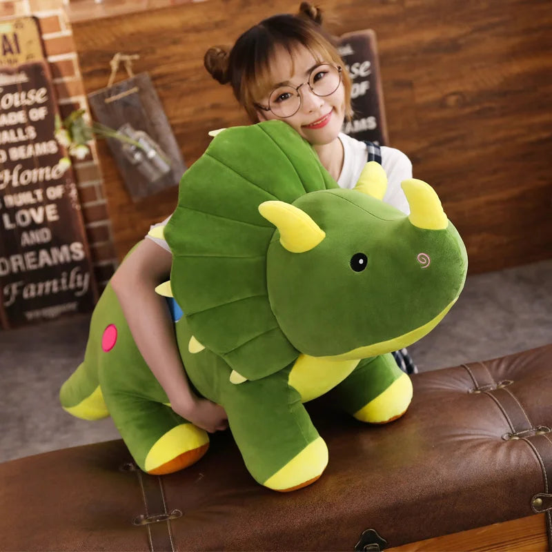 Cuddly Green Triceratops Dinosaur Plush