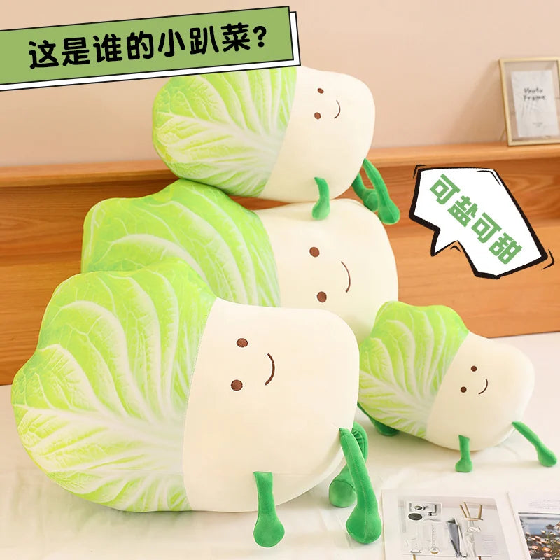 Cute Cabbage Plush Pillow with Smiling Face