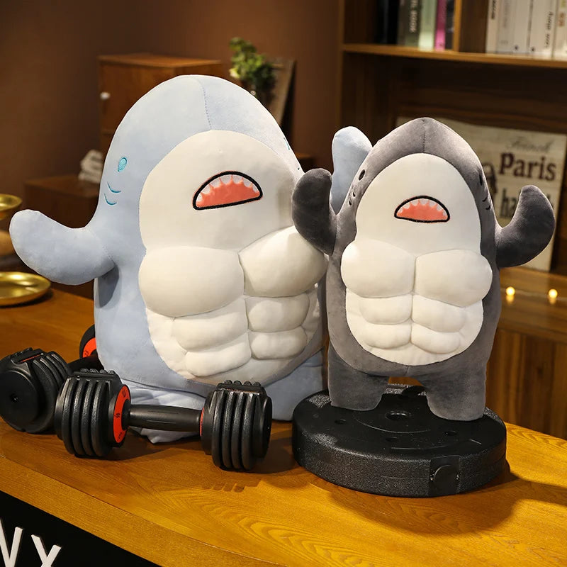 Cute Six-Pack Shark Plush Toy in Blue or Grey