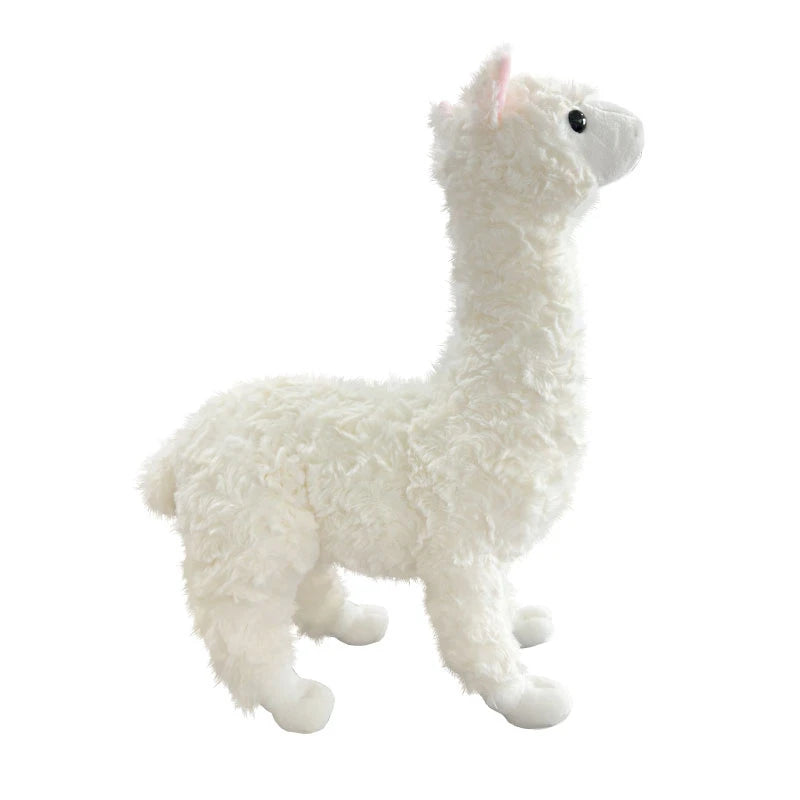 White Alpaca Plush Toy with Pink Ears